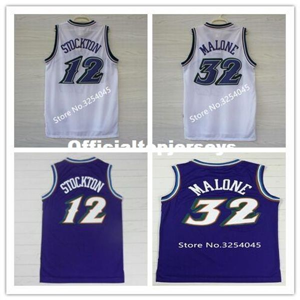 

2019 new #12 john stockton #32 karl malone basketball jersey stitched vest jerseys ncaa, Black;blue