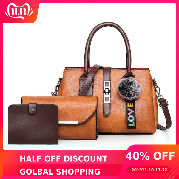 

2019 women 3 set messenger bag chains shoulder bag velvet rivets transparent square vintage female designer woman pu handbag