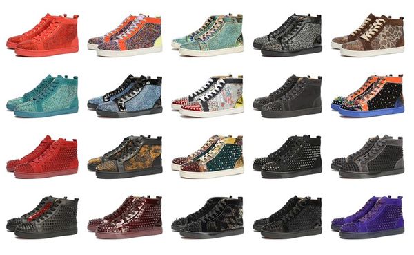 

redbottom designer studded spikes flats casual shoes shoes for men and women party lovers genuine leather sneakers black white blue