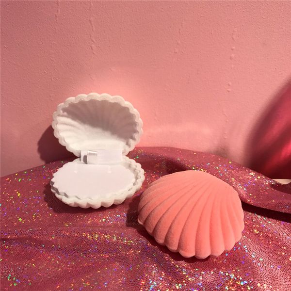 

дизайнер девушка soft shell velvet оболочки jewelry box new big моллюск чехол для хранения коробки кольца коробки настольные украшения съемк