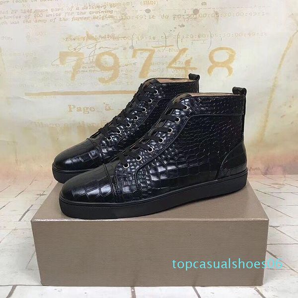 

new arrival mens womens black matter leather with black spikes high sneakers,designer men causal sports shoes drop shipping 06t