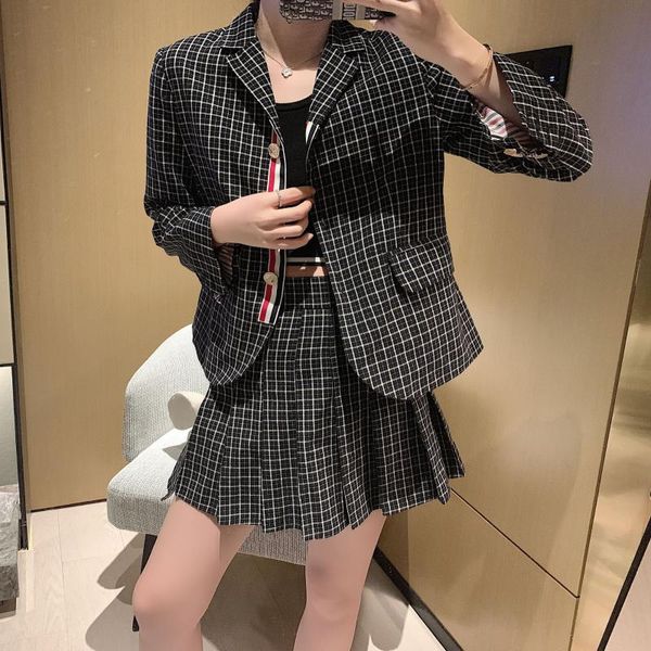 

plaid suit coat tweed blazer women plaid coat vintage thick office suit jacket sprint women blazers and jackets, Tan;black
