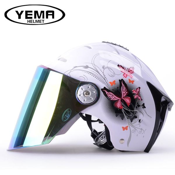 

motorcycle electric half helmets bicycle riding helmet female anti-uv colorful sunscreen safety cycying half moto helmet