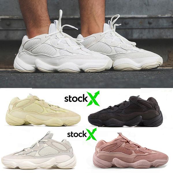 

new blush 500 mens designer sneaker kanye west 500s supermoon yellow utility black salt cow leather sports shoes eur 36-45