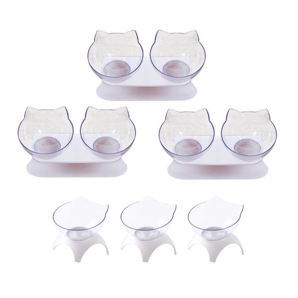 

6pcs round cat kitty elevated food bowls raised feeder for small pet rabbits