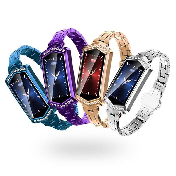 

fashion women smart bracelet b78 women stainess steel fitness bracelet heart rate tracker monitor pedormeter blood pressure oxygen bracelets