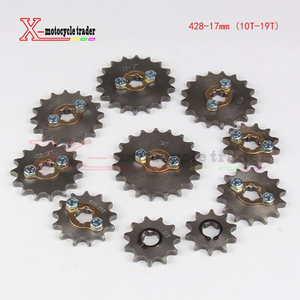 

428 10t~19t 17mm front engine sprocket for stomp ycf upower dirt pit bike atv quad go kart moped buggy scooter motorcycle