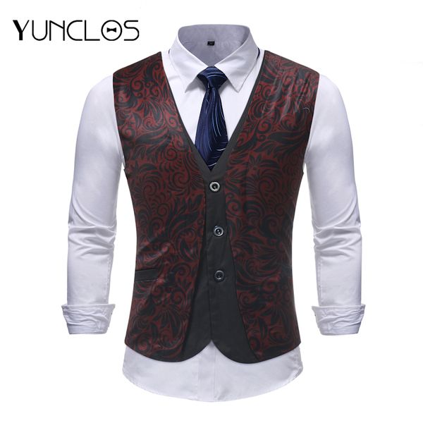

размер yunclos eu новые arrivel мужские жилеты жилеты slim fit факер 2 шт printed мужчины жилет венчания партии coletes chaleco hombre, Black;white