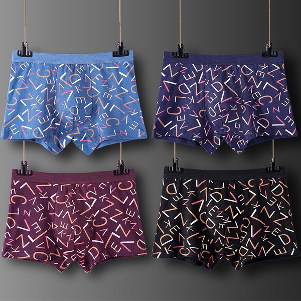 

dhs47 806 large size underwear and shorts underwear men's season breathable loose pattern mid-high waist boxer pants head cotton four-c, Black;white