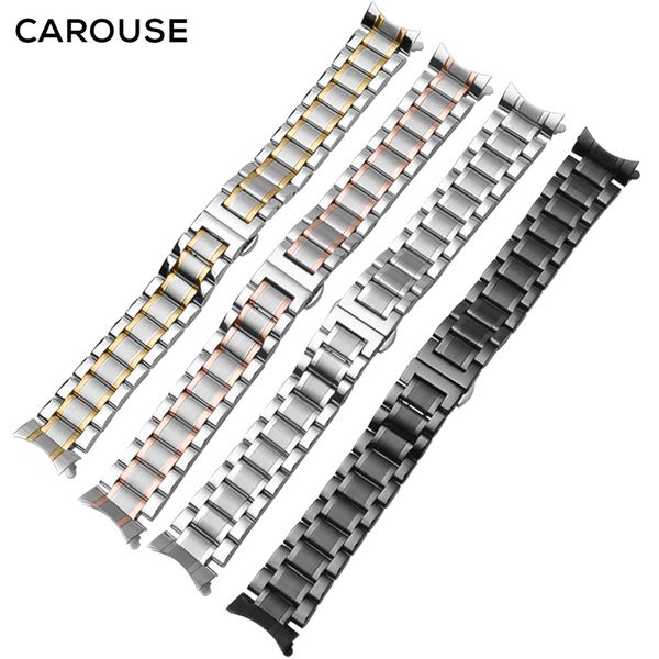 

carouse stainless steel strap 13mm 14mm 16mm 18mm 20mm 22mm 24mm metal watch band link bracelet watchband black silver rose gold, Slivery;brown