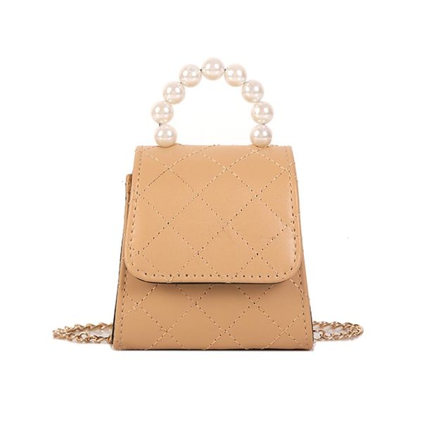 

mini elegant solid color pearls shoulder handbags female casual flap pu leather women lattice crossbody messenger bags