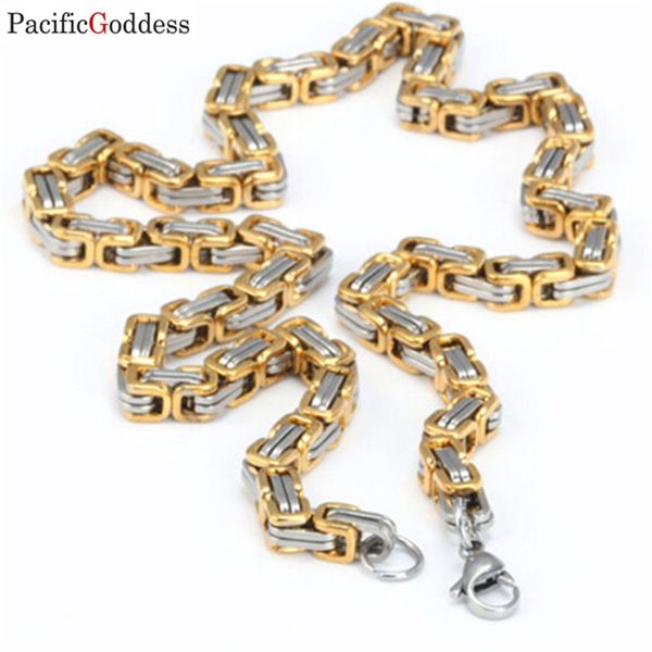 

stainless steel men fashion jewelry necklace pulseira byzantine chain link necklace for women and men, Silver