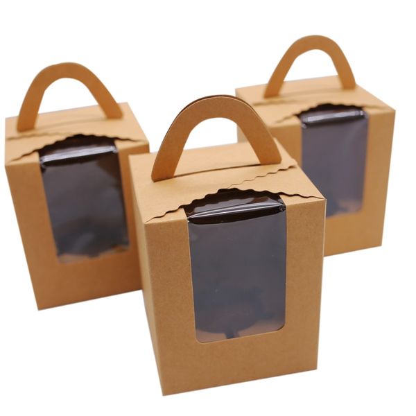 

kraft cupcake boxes with handle, cake boxes cookie packaging box 30pcs/lot