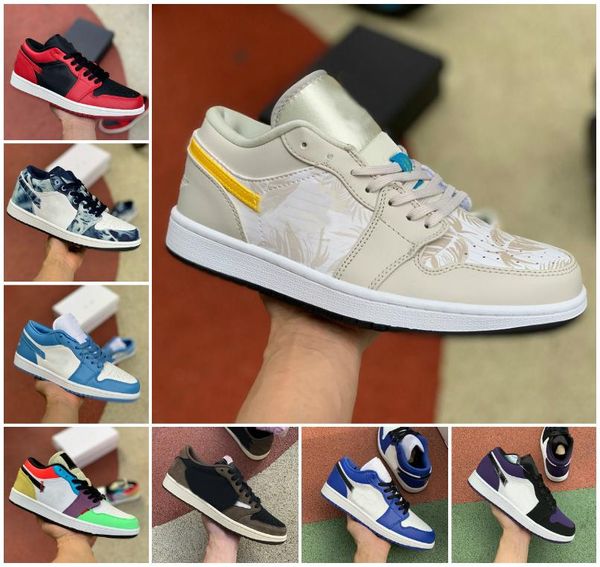 

2020 jumpman 1 mens basketball shoes low tropical light travis unc paris obsidian ember glow bred toe retroes 1s women dunk skateboard shoes, Black