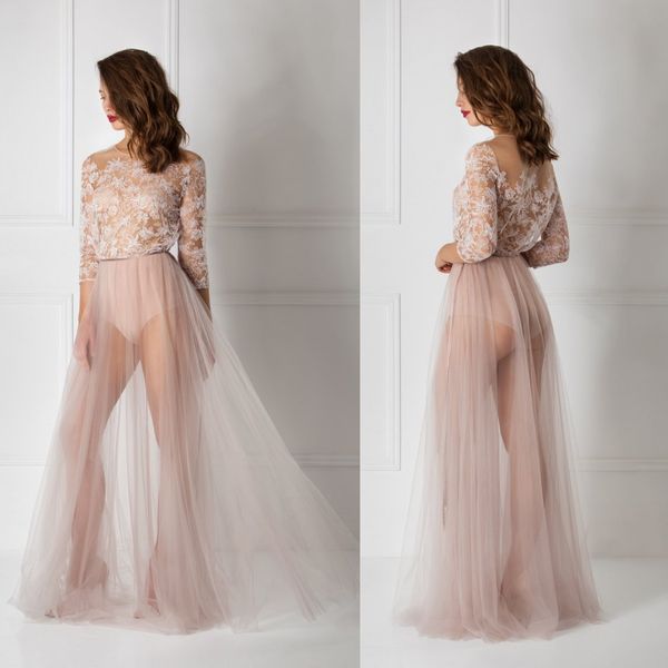 2020 Women Sexy Sheer Sleepwear Women Bathrobe Tulle Lace Applique