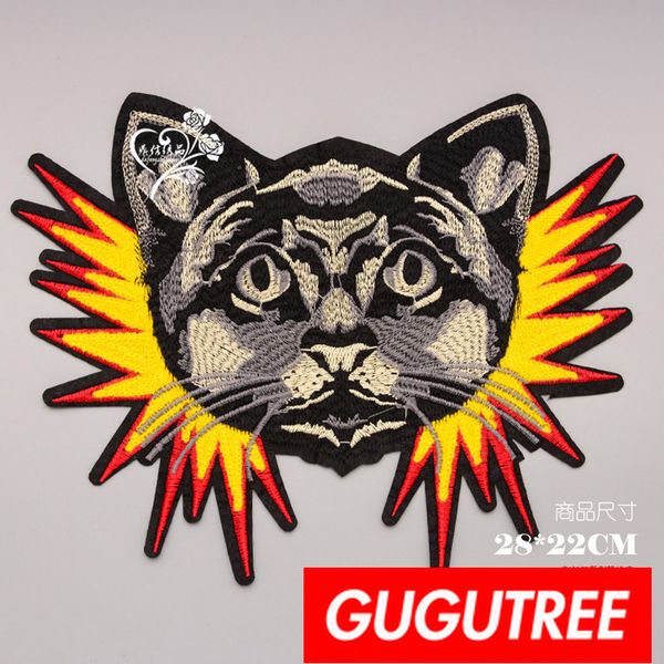 

gugutree embroidery big patches tiger patches badges applique patches for clothing bp-892, Black