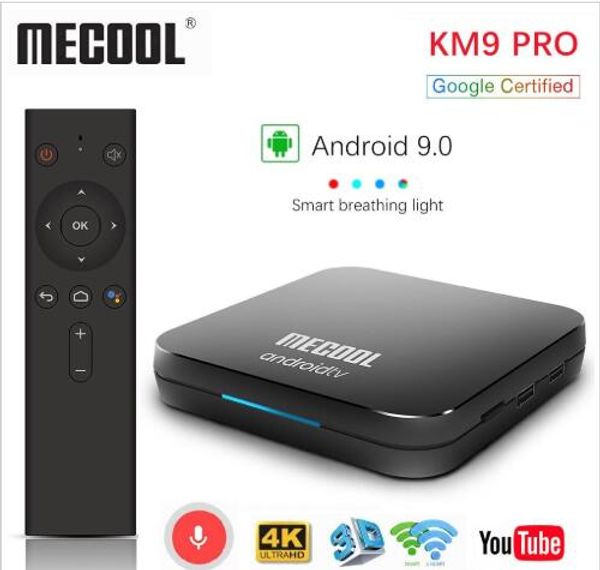 

brand google certified mecool km9 pro atv 2g16g 4g32g android 9.0 tv box amlogic s905x2 voice input dual wifi smart tv