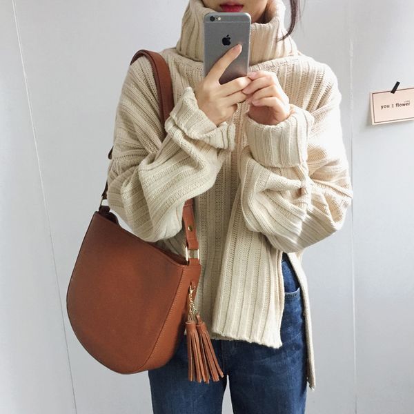 

women's sweaters colors 2 autumn and winter turtleneck knitted womens pullovers (b0799), White;black