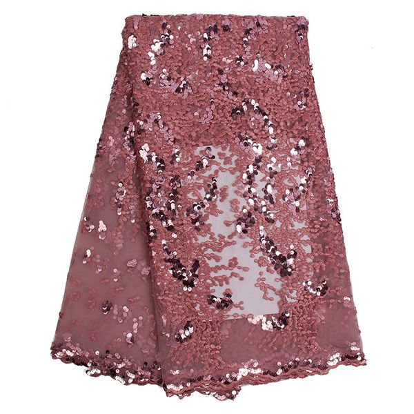 

ribbon fashionable and african mesh lace fabric sequins nigerian tulle french wedding dress party2539b, Pink;blue