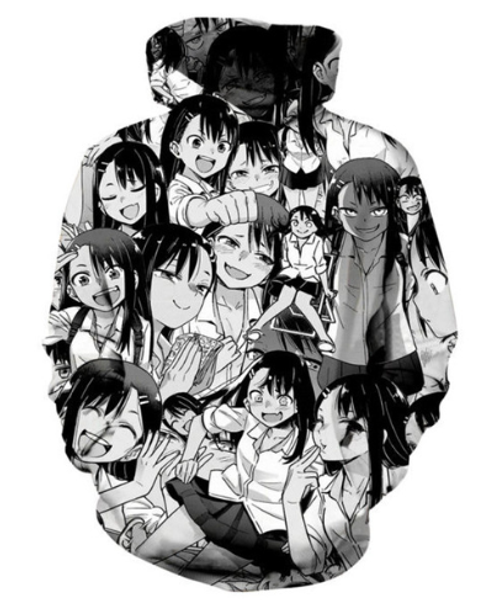 

новые черный белый аниме пожалуйста dont bully me nagatoro толстовка одежда женщина / мужчина мужской 3d печатных повседневные пуловеров топ, Black