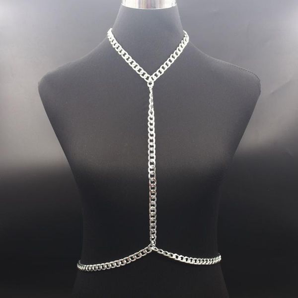 

fashion metal women simple and graceful body chain gold silver color plated chunky collar statement necklace jewelry, Slivery;golden