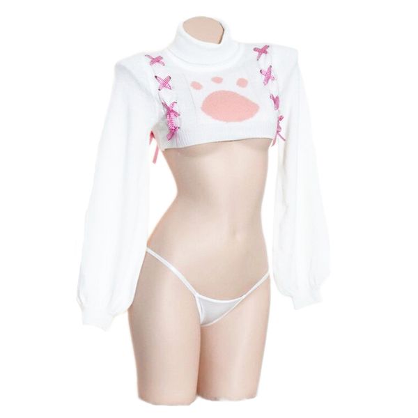 Sexy Lingerie Set Cat Claw Pattern Kawaii Girl Top And Panty Temptation Erotic Underwear Costume Cosplay Women Porno Lenceria Y190601 Lace Bras And
