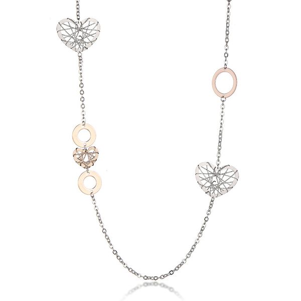 

ishopping fashion heart necklace geometric circles for women/girls long chain pendant necklace gift beautiful, Silver