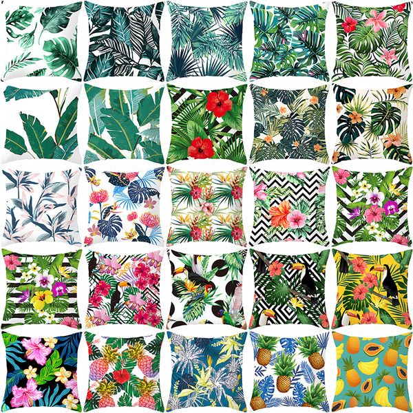 

40 styles tropical plants fruit pillow cover home decor pillowcase nordic green pillow sofa cushion cover 4897