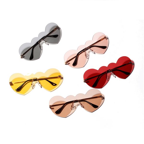 

mincl/fashion heart conjoined big sunglasses trend personality party sun glasses heart decoration sunscreen glasses yxr, White;black