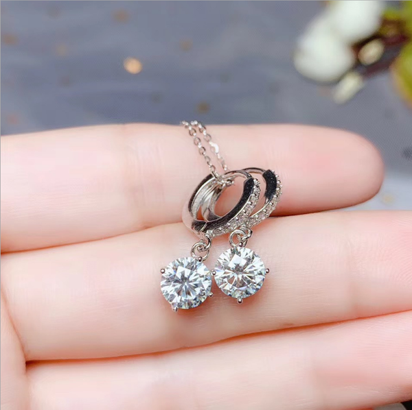 

meibapj 1 carat d color diamond luxurious drop earrings 925 sterling silver fine wedding jewelry for women, Golden;silver