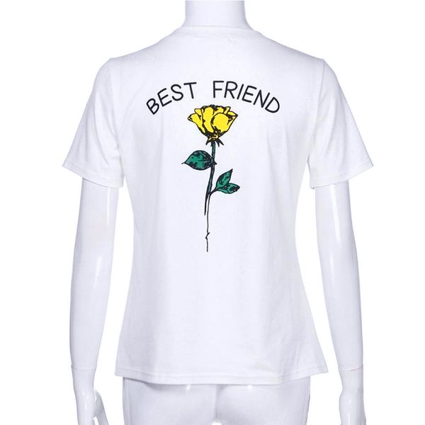 

women's ladies casual loose summer flower print short sleeve t-shirt, White