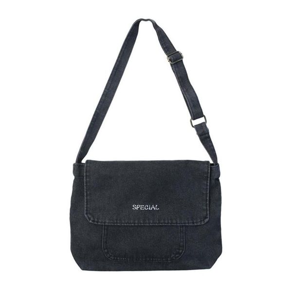

men lady shoulder bag shopping bag wild denim solid color large capacity fashion simple popular wild casual personality h1