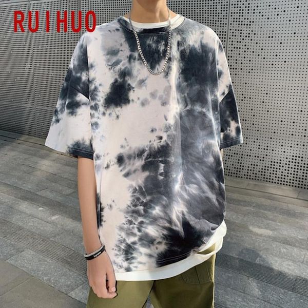 

ruihuo 2020 new summer cotton short sleeve t shirt men tshirt render color casual fashion male funny t-shirt men m-5xl, White;black
