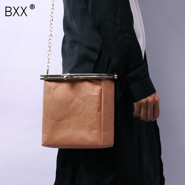

vintage chain [bxx] 2020 новый оригинальный дизайн руководство крафт бумаги одного плеча ранец лаконичным женские ремень crossbody сумка da3