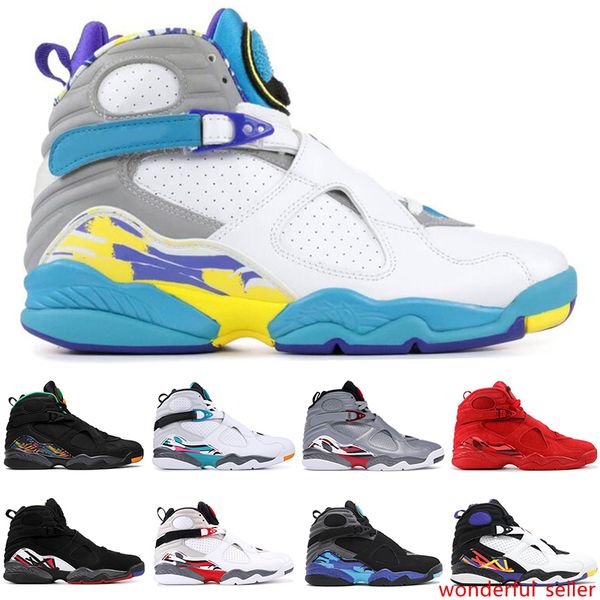 

new 8 8s basketball shoes men valentines day tinker aqua reflections playoff three peat designer mens trainers sports sneakers size 41-47