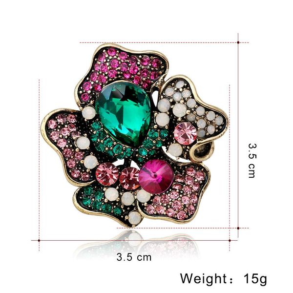 

coloful брошь pin высокого класса горячей продажи моды изысканный горный хрусталь цветы брошь аксессуары pin оптовой кристалл для женщин под, Gray