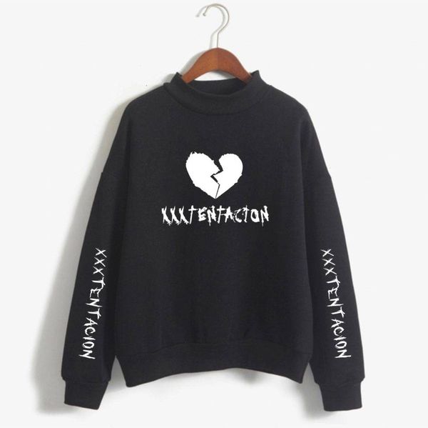 

rap singer shirt xxxtentacion high collar sweater trend lovers loose coat t shirts, Black