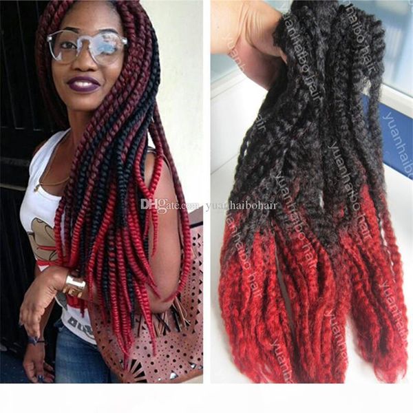 

20in fold black red synthetic kinky twist braiding ombre braid hair extension ing