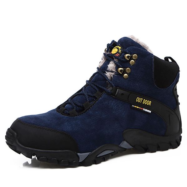 

new couple boot men boots fashion quality winter snow plush ankle boots for men's warm ankle work shoes, Black