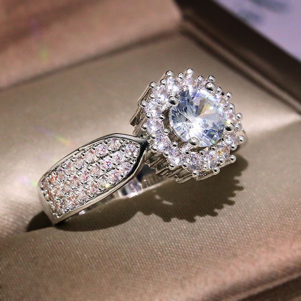 

famous european and american foreign trade classic sky star set with large zirconium diamond ring female couple engagement ins ring, Golden;silver