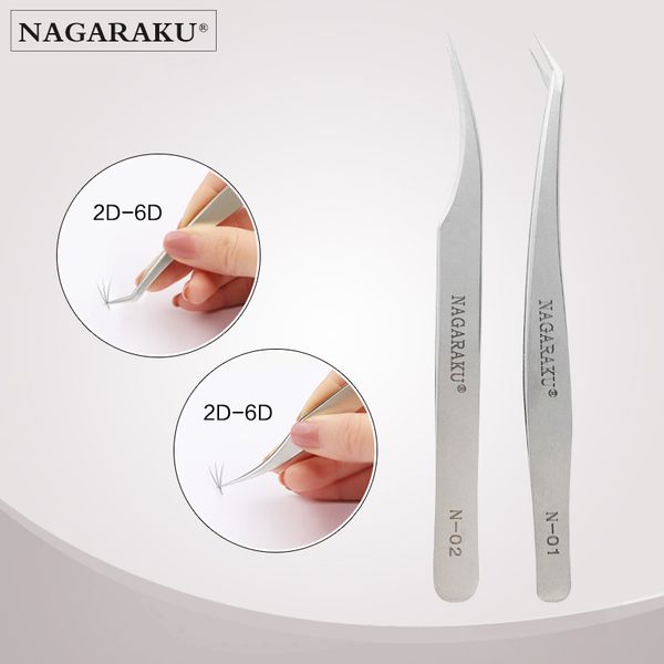 

nagaraku 2pcs n-01 n-02 tweezers for professional eyelash extension grafting volume accurate flower eyelash tweezers