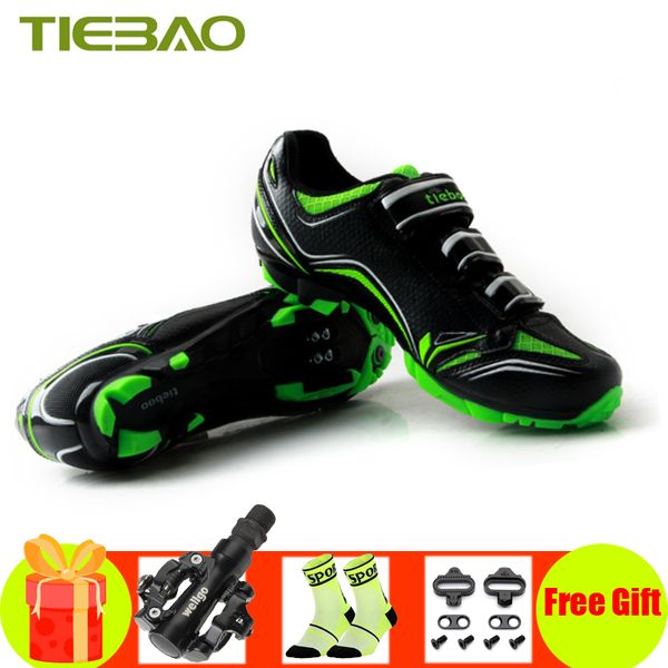 

tiebao cycling shoes sapatilha ciclismo mtb mountain bike shoes sneakers self-locking breathable men spd pedals bicycle shoe, Black