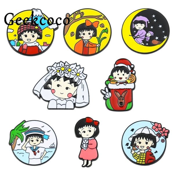 

10pcs/lot j1299 anime girls lapel pins creative brooches women hat pin jackets backpack badge enamel metal brooch jewelry, Gray