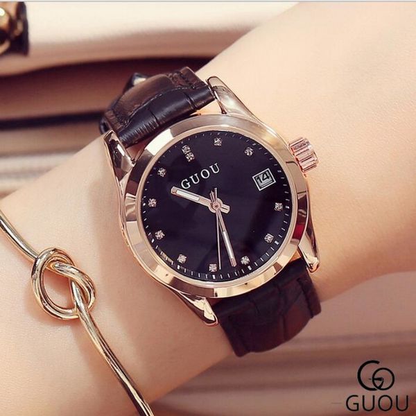 

guou women wrist watch women watches fashion crystal women's watches brand luxury ladies watch clock bayan kol saati reloj mujer t20051, Slivery;brown
