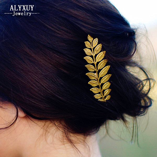 

new fashion hairwear gold color leaf hairpin hair combs hair sticks barrettes gift for women girl h371, Golden;white