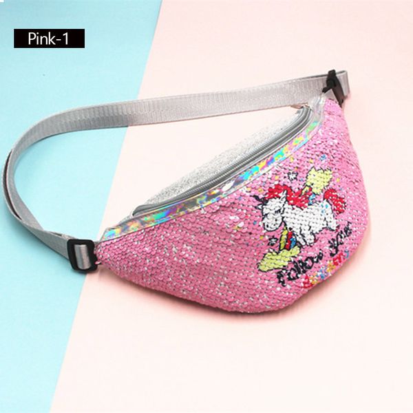 

sequins fanny pack for girls cartoon printing unicorn waist bag for women fashion belt bags kids crossbody bags