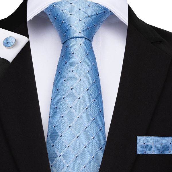 

hi-tie небесно-голубые мужские галстуки платок запонки новый дизайн мода 100% шелковые галстуки для мужчин бизнес свадьба n-7130, Black;blue