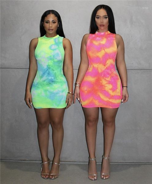 

womens designer dresses above knee o neck sleeveless skinny bodycon dresses casual one step dresses summer tie dye, Black;gray