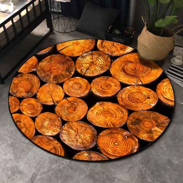 

personality 3d old tree rings carpet wood color round floormats parlor door mats bedroom living room sofa table area rugs