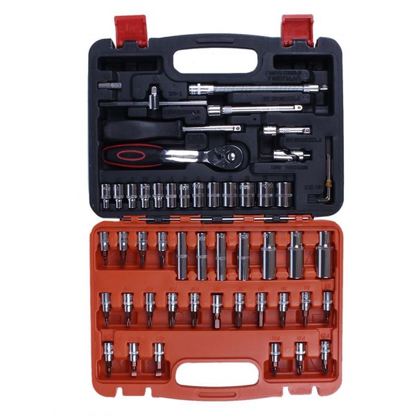 

automotive mechanics tool set box case car motorcycle home repair kit 53 piece
